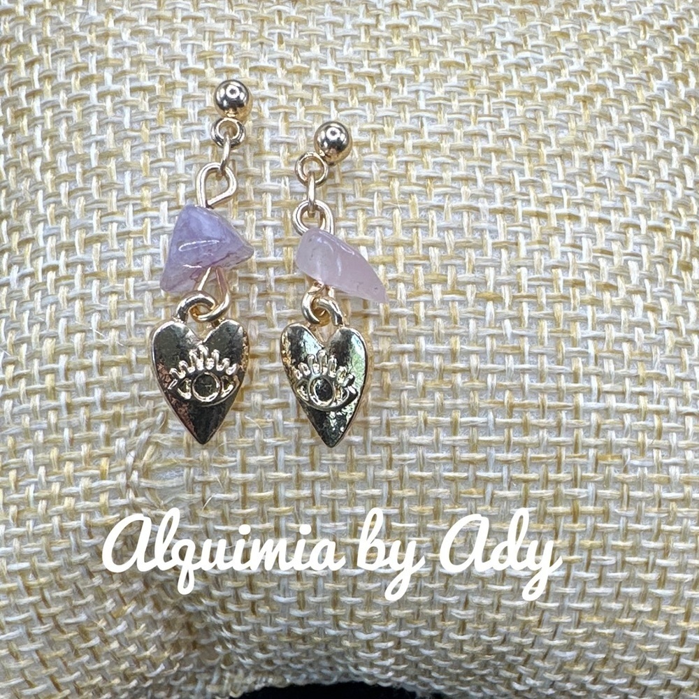 Alquimia Gold and Purple Dangle Earrings